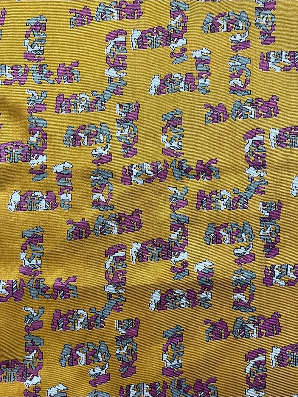 Vintage Sunburning Silk Blend Scarf Mustard Gold Abstract 50” Long
